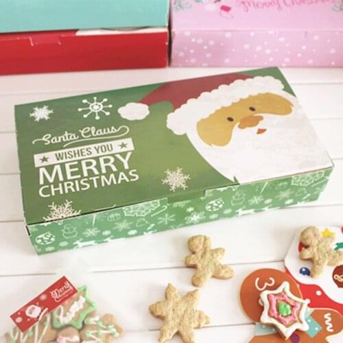 10 Pieces 24x12cm Green Stana Claus Cookie Box Gift Box For Christmas Party