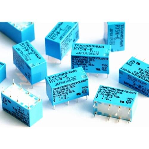 100 pcs/lot ) TAKAMISAWA RY5W-K 5V DPDT Signal Relay