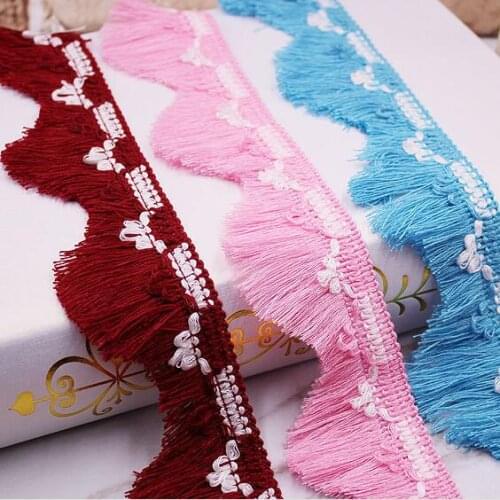 100Yards Elegant Cotton Wavy Tassels Fringe Lace Trim Ribbon Jacquard Webbing DIY Handmade Sewing Curtains Garment Accessories