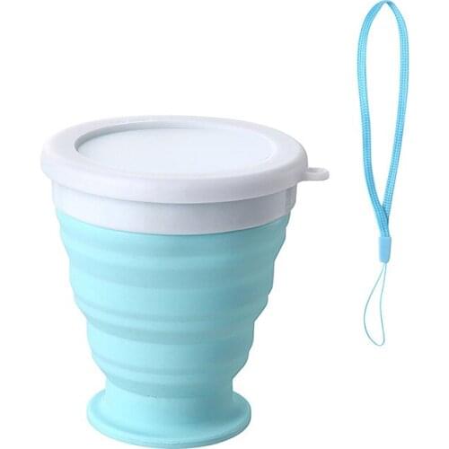 200ML Silicone Retractable Folding Cups Food Grade Water Cup With Lid Telescopic Collapsible Drinking Cup For Outdoor Travel