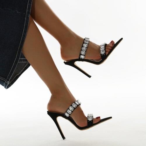 2021 Italian Roman Style Rhinestone Simple Sandals Slippers