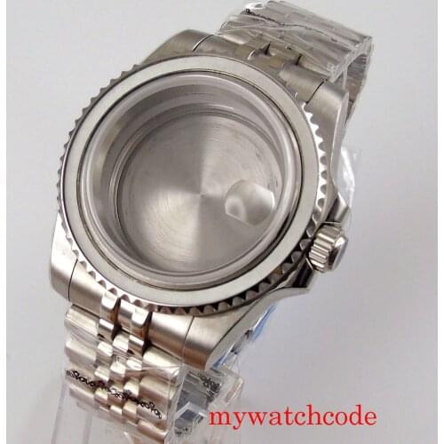 40mm Mens Watch Case Fit 21 Jewels NH35 H36 Automatic Movement Jubilee Strap Sapphire Glass Solid Back Without Bezel Insert