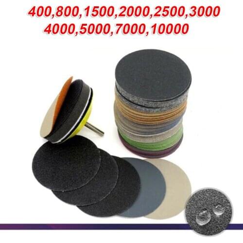 50pc 75mm Sanding Disc 3 Inch 400-10000 Grit Hook Loop Sandpaper Round Sandpaper Disk Sand Sheet waterproof for Wet & Dry Paper