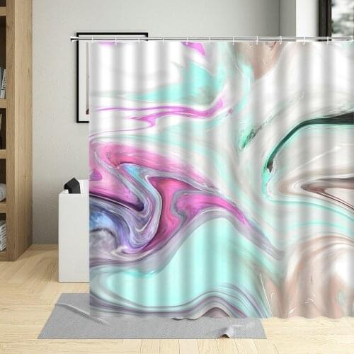Abstract Modern Gradient Hologram Bathroom Curtains Vibrant Neon Color Shower Curtain Waterproof Screen With Hooks Bathtub Decor