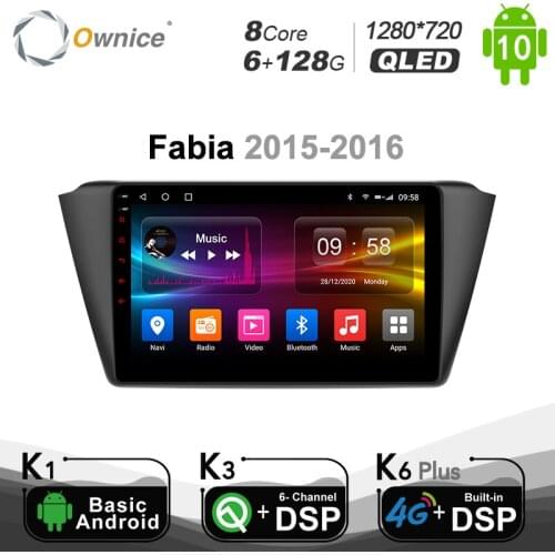 6G+128G QLED Octa Core Android 10.0 Car Radio Player for Skoda Fabia 2015 2016 8 Core 4G LTE DSP SPDIF 1280*720 BT 5.0 DSP
