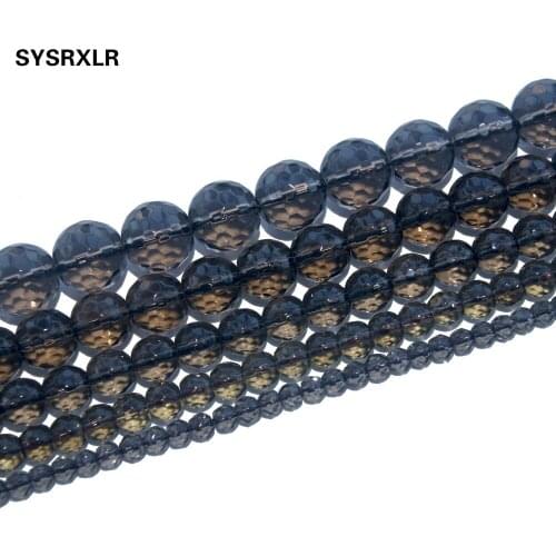 Free Shipping Faceted Natural Stone Synthesis Smoky Quartzs Loose Beads For Jewelry Making DIY Bracelet Necklace 4/6/8/10/12 MM