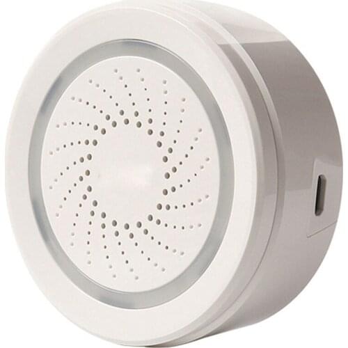 Wireless Smart 120DB Siren and Alarm Bell-White, with Strobe Light, Remote App Control WiFi USB Siren