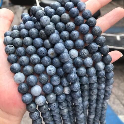 6mm 8mm 10mm Natural Blue Coral Stone Beads For Jewelry Making Round Loose Beads Fit DIY Bracelet Necklace Accessories