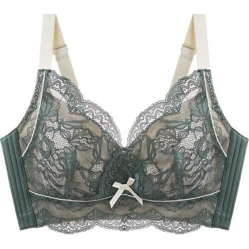 Women Full Coverage Wire Free Non-Foam Lace Bra 34 36 38 40 42 B C D E F