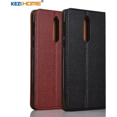 For Nokia 8 case KEZiHOME Litchi Genuine Leather Flip Stand Leather Cover capa For Nokia 8 5.3" Phone cases