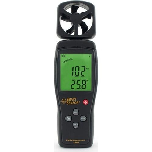 Hot Sale Smart Sensor AS806 Digital Anemometer Meter 0-45m/s Wind Speed Tachometer Data Hold LCD Backlight Air Flow Meter