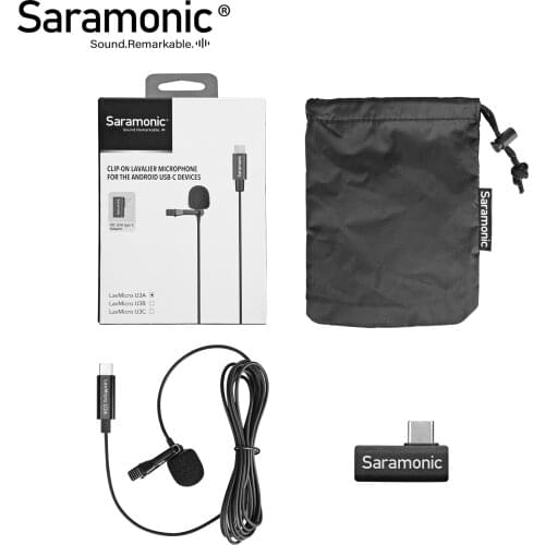 Saramonic LavMicro U3A Digital USB Type-C Lavalier Microphone with 90° USB Adapter Compatible with USB-C Type Smartphones (2m)
