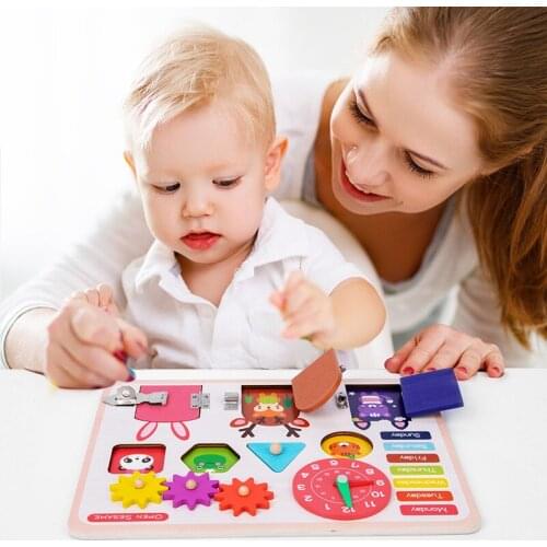 Wooden Busy Board House Hand-on Ability Training Unlock Fidget Baby Toys Montessori Educational intellectual Cube Kid Toy Puzzle