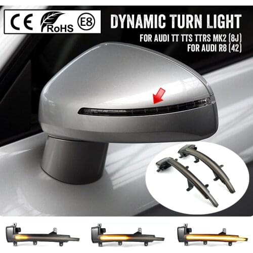 For Audi TT Mk2 8J TTS R8 2007-2014 Side Wing Mirror LED Dynamic Blinker Sequential Turn Signal Indicator 2008 2009 2010 TTRS