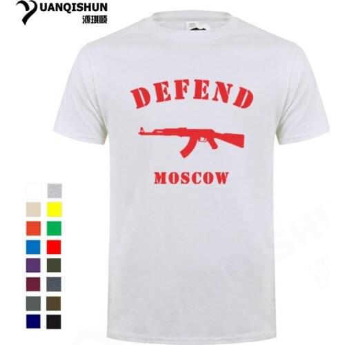DEFEND MOSCO AK47 Creative Mens Novelty T-Shirt 16 Colors High Quality Men T Shirt O Neck Short Sleeve Cotton Casual Top Tee