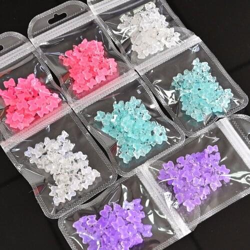 50pcs Crystal Bowknot Nail Art Charm Nail Decorations 4 Colors Transparent Manicure Accessories Home Phone Earring Decorations