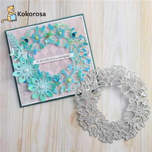 Kokorosa Lace Flower Frame Metal Cutting Dies Wreath Stencils DIY Dies Scrapbooking Photo Album Embossing Stencil Die Cut New