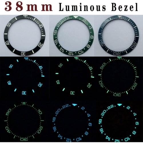 Miuksi 38mm super blue luminous ceramic bezel insert fit 40mm mens watch mens GMT watch bezel