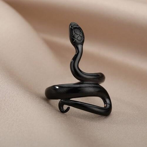 Fashion Punk Style Cobra Snake Adjustable Rings For Women Men Rock Nightclub Jewelry Gold Mamba Finger Stainless Steel Gifts
