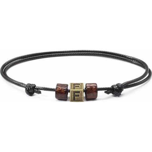 Trendy Wood Beaded Couple Femme Homme Love Women Men Bracelet Rope Initial Name Letter Charm Bracelet Jewelry Bijoux 2019