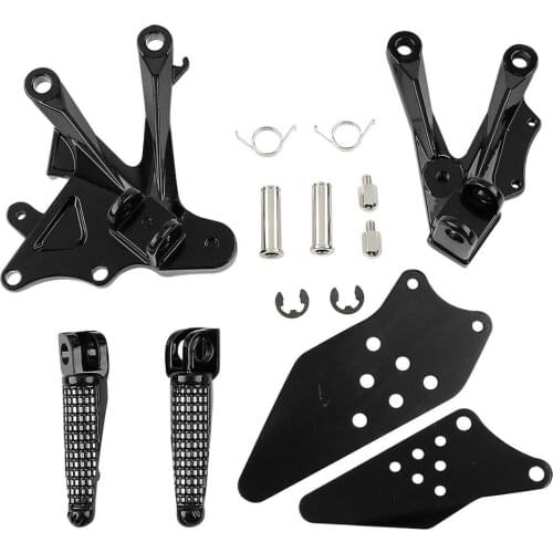 Motorcycle Black/Silver Front Footrest Foot Pegs For KAWASAKI ZX10R 2006-2010 2007 2008 2009 Footpeg