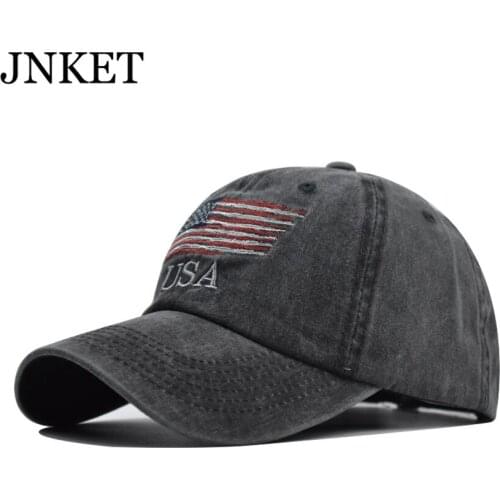 Washed Fabric American Flag Embroidery Unisex Baseball Cap Trucker Hat Outdoor Sports Sunhat Snapbacks Hats Gorras Baseball Casq
