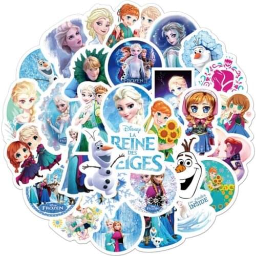 10/30/50PCS Disney Cartoon Frozen Elsa And Anna Stickers On Laptop Luggage Motorcycle Bicycle Mixed Stickers Cartoon Toy For Kid