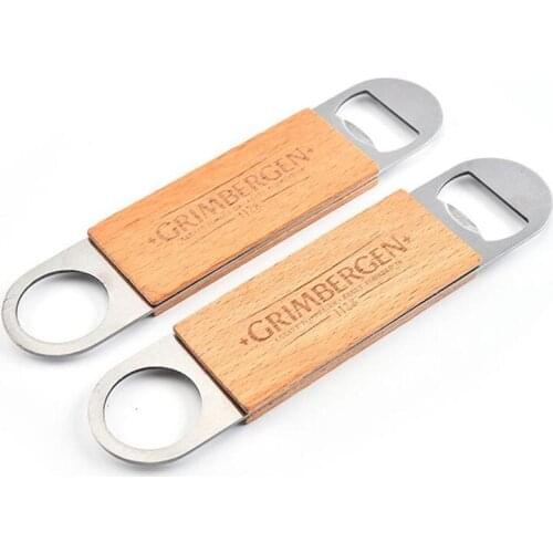 Stainless Steel Wooden Handle Opener Hanging Wine Beer Bottle Openers Durable Beverage Beer Corkscrew Bar Kitchen Wine Tools Gif