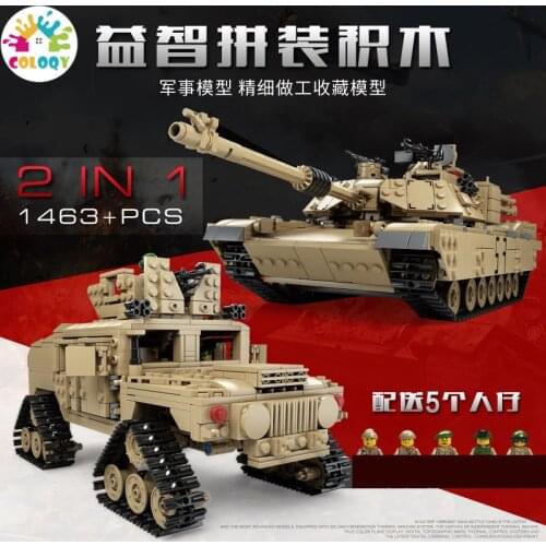 NEW KAZI 1463PCS 2-in-1 tank armored vehicle technology building block M1A2 ABRAMS tank model children toy birthday gift