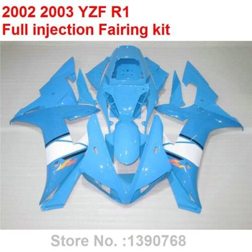 Aftermarket body parts fairings for Yamaha YZF R1 2002 2003 blue white motorcycle fairing kit YZFR1 02 03 BV34