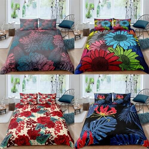 Flower Pattern Comforter Cover Pillowcase Bedding Set Bed Cover Quilts Twin Full Queen King Size Floral Duvet Cover Bedclothes