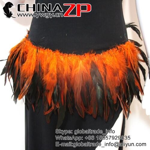 CHINAZP Factory Wholesale and Retail 5-8 Inch 800pieces/bundle Dyed Orange Half Bronze Coque Tail Strung Feathers