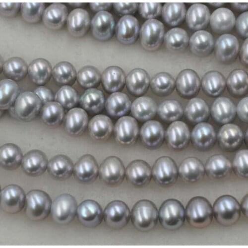 Wholesale 5 strands 5.5-6*6.5-7mm gray freshwater potato pearl loose strings