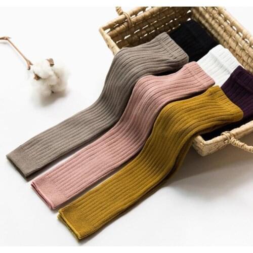 1-5Y Keep Warm Cotton Leggings Kids Little Girls Solid Knitted Tight Pantyhose Pants Autumn Winter Wear
