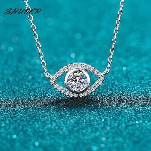 Classic 925 Sterling Silver Brilliant Cut 0.5 ct Pass Diamond Tester D Color Moissanite Devil Eye Pendant Necklace Women Jewelry