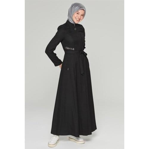 Siyah Kap Tesettür Giyim Müslüman Moda Dış Giyim