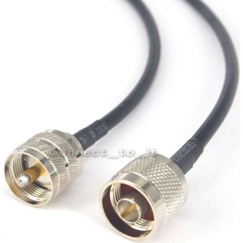 UHF PL259 Male Plug to N Type Male RF Coax Adapter Pigtail Cable 19 inch