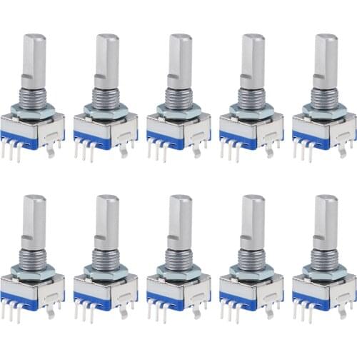 Uxcell 360 Degree Rotary Encoder Code Switch Digital Potentiometer EC11 7 Pins 20mm D-Shaft 10pcs