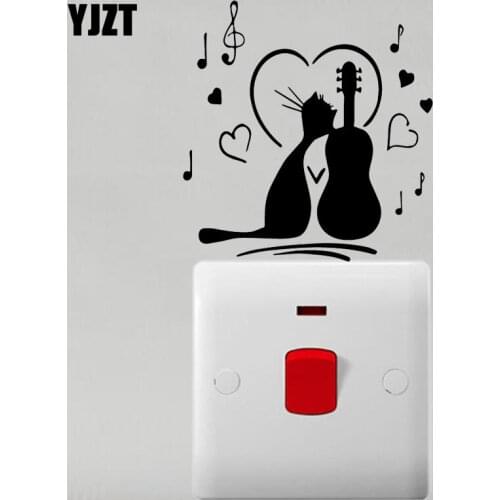YJZT Music Cats Pets Animals Heart Love Wall Art Switch Stickers Decals Vinyl Home Room Decor 17SS0389