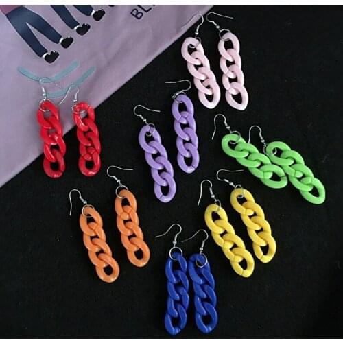 Harajuku style Disco 90s lilac collar earrings ins cool jump multicolor acrylic earrings for women girl best fashion party gifts