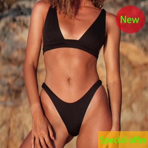 Womens swimming suit 2021 New Sexy gathered solid color split Bikini swimwear female Bikini Swimsuit party