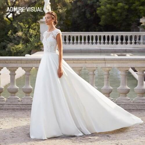 New Arrive Wedding Dress For Bride A-Line O-Neck Neckline With Bow Custom Made Plus Size Bride Gown Vestidos De Novia