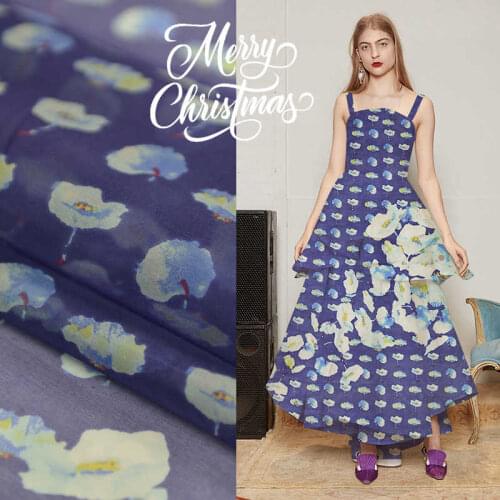 1 Meter Ocean Rose Garden Silk Organza Fabric Fashion Cloth Wedding Dress