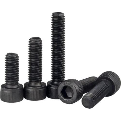 10/50pcs M2 M2.5 M3 M4 M5 M6 M8 Black grade 12.9 steel DIN912 All Full Thread Hexagon Hex Socket Cap Allen Head Screw Bolt