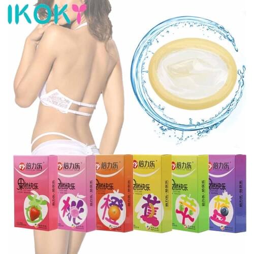 10Pcs/Box Fruit Natural Latex Fruit Smooth Lubricated Condom Banana Blueberry Orange Peach Ultra Thin Condoms for Men Sex Health