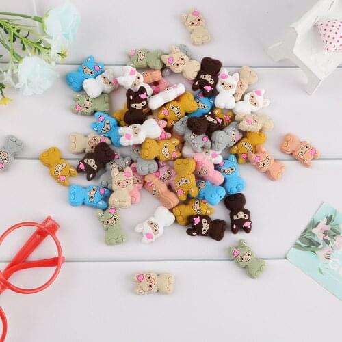 Kovict Alpacas Silicone Beads 10Pcs Mini Sheep Animal Baby Molar Teether DIY Pacifier Necklace Accessories Chewable Nursing Toys