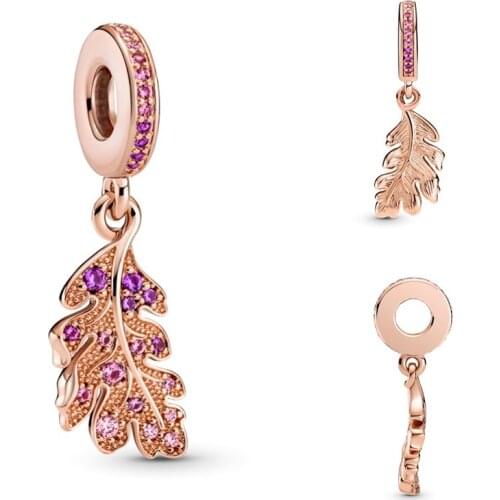 100% 925 Silver New Oak Leaf Pendant Suitable For The Original Pandora Bracelet Necklace Womens Diy Charm Jewelry