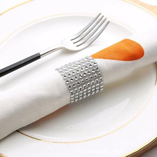 100 Pcs Gold Silver Napkin Ring Chairs Buckles Crafts Rhinestone Bows Holder Handmade Party Supplies Wedding Event Decoration