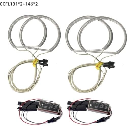 131mm 146mm CCFL Angel Eyes White Neon Bulb Semicircle Glow Daytime Running Lights for BMW E46 2D 325i 330ci Non-Projector