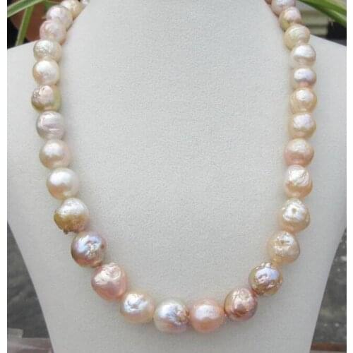18INCH GORGEOUS! Natural multicolourSOUTHSEA 12mm Kasumi Pearl Necklace 925 silverCLAS